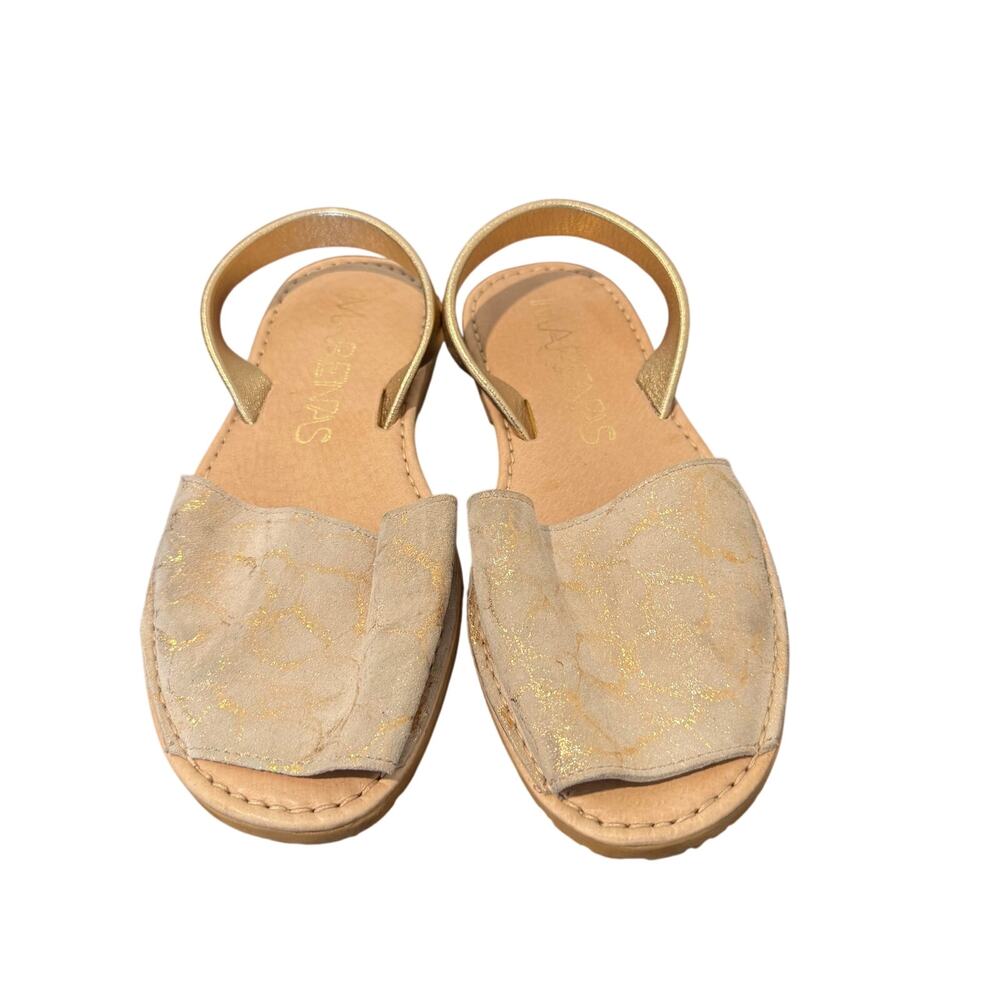 MARENAS GOLD/NUDE LEATHER TEXTURED SANDALS
